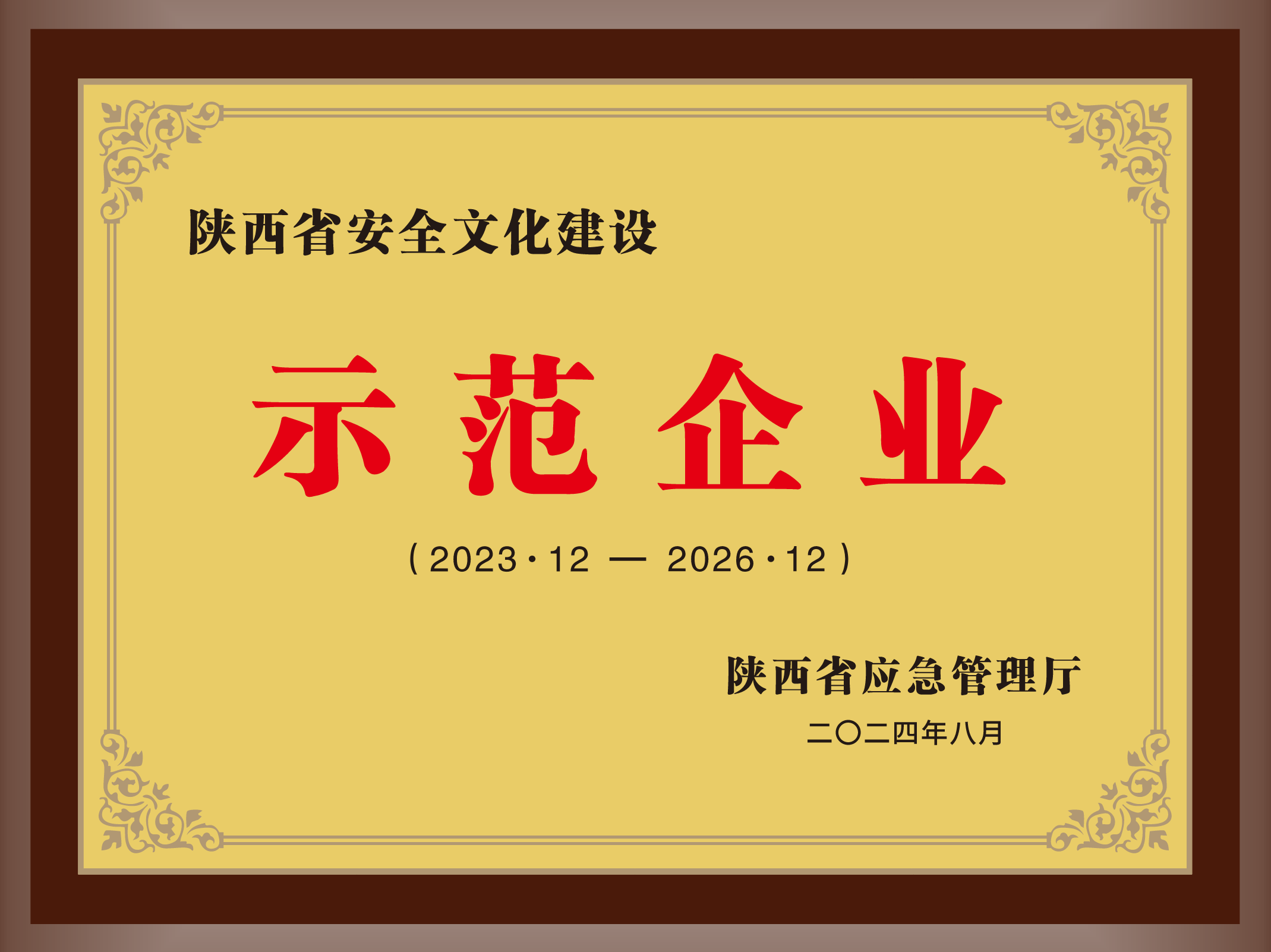 43.2024年，被陕西省应急治理厅授予陕西省安全文化建设示范企业；.png